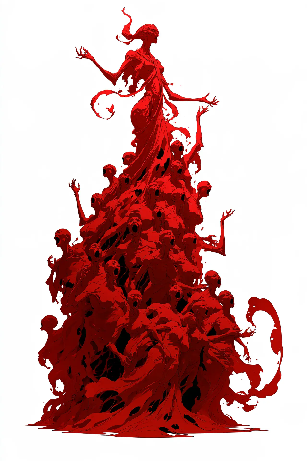 Red many-voiced creature concept artwork